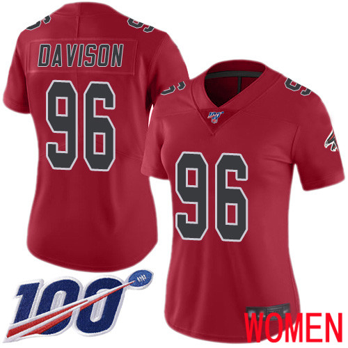 Atlanta Falcons Limited Red Women Tyeler Davison Jersey NFL Football 96 100th Season Rush Vapor Untouchable